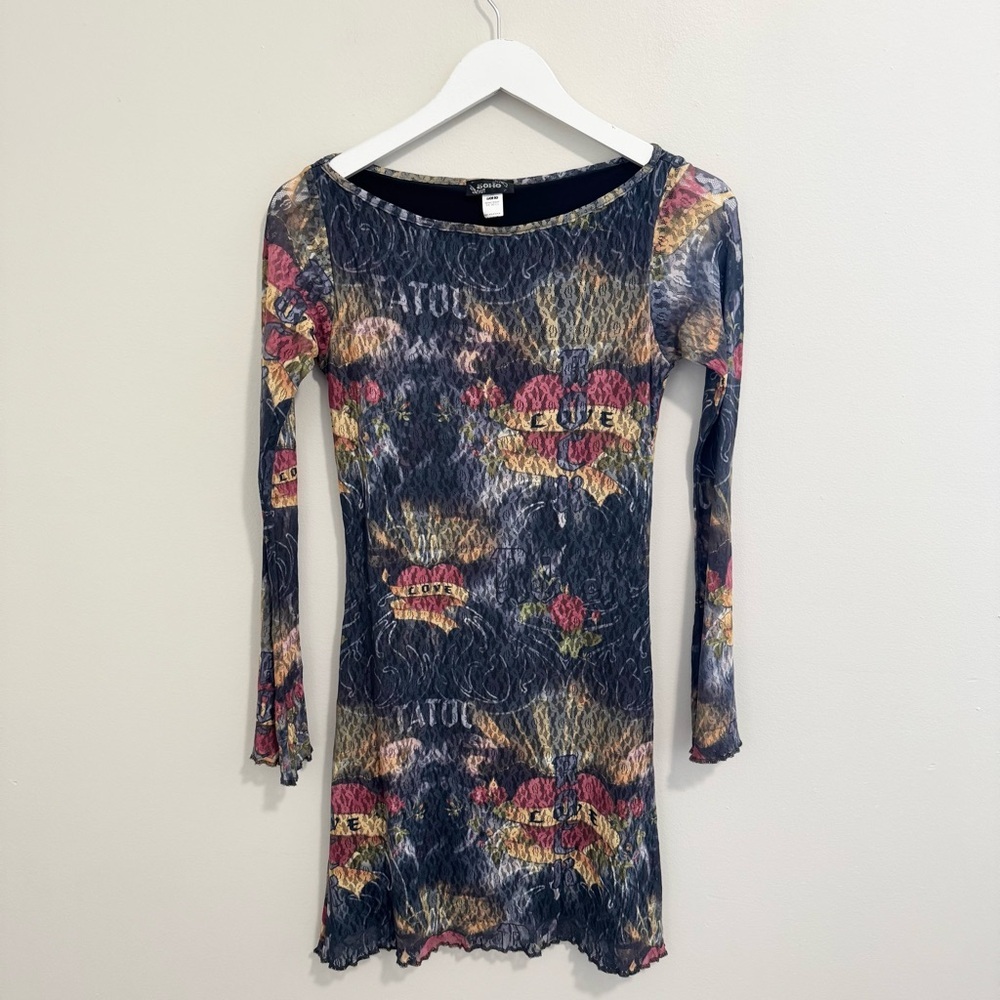 Soho Y2K Mesh Tattoo Heart Dress